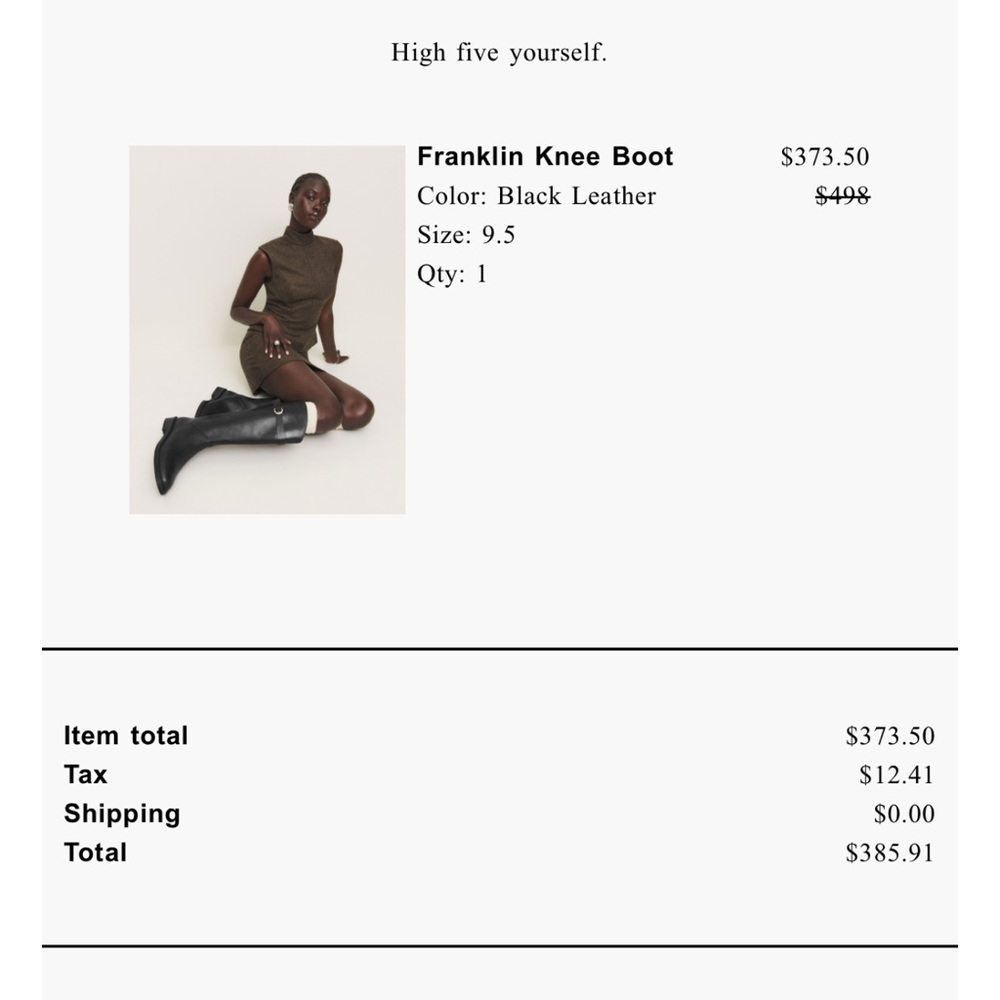 Brand New Reformation Black Leather Riding Boots